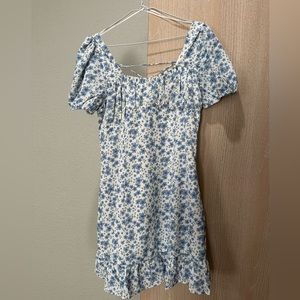 Blue and white floral dress